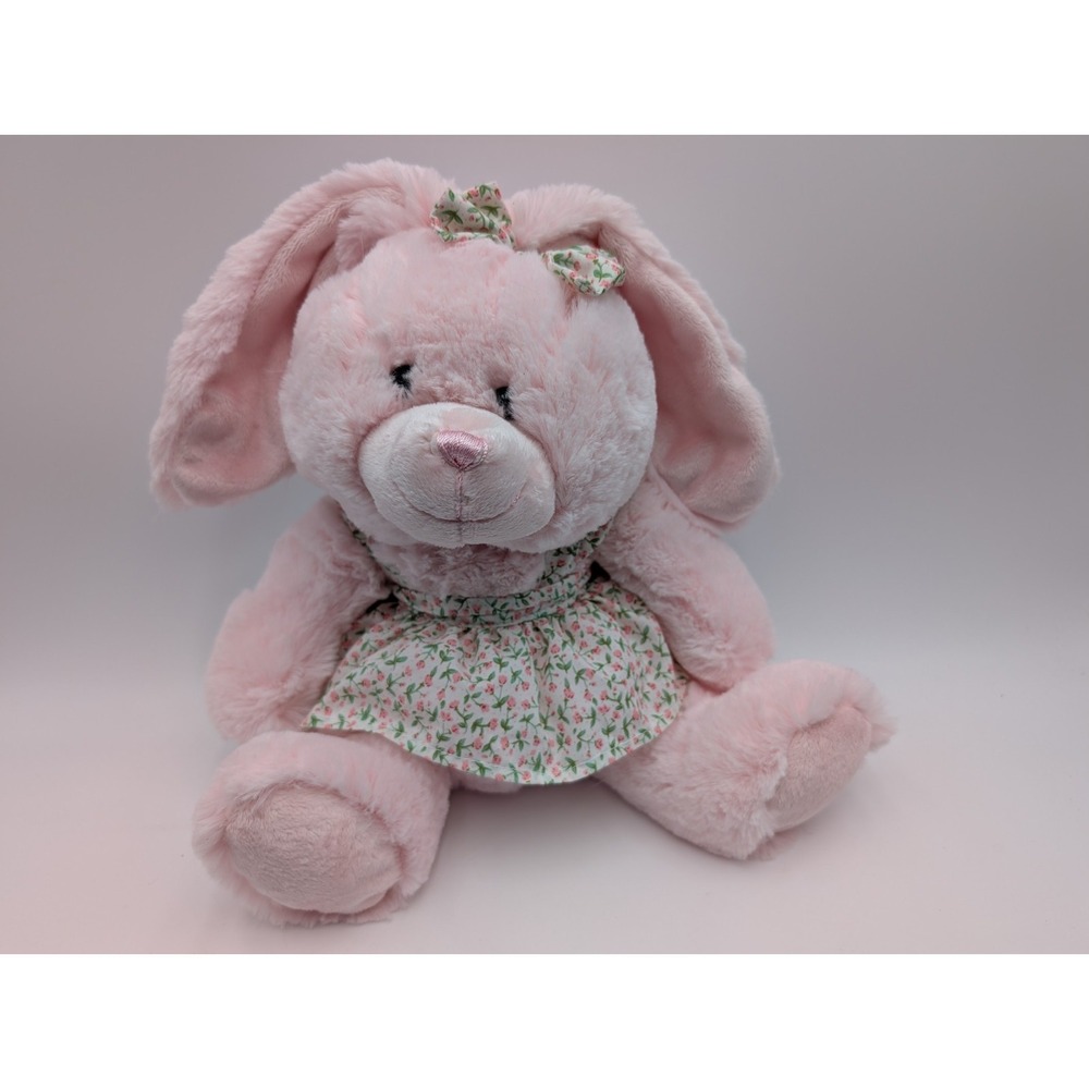 Kmart Pink Rabbit Plush‎ Bunny Flower Dress 13 Inch Stuffed Animal Toy